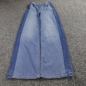 American Eagle Jeans Womens 000 Blue Denim High Rise Baggy Wide Leg Stretch Flex